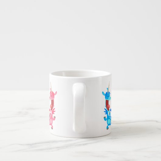 Caricature mignonne Dansons Unicornes Espresso Mug (Dos)