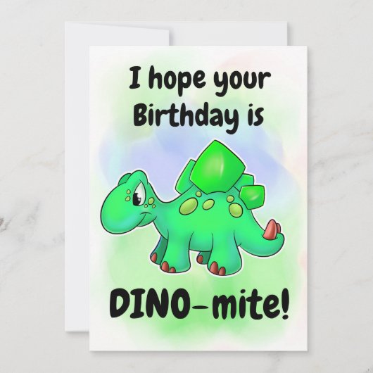 Caricature mignonne Dino carte d'anniversaire (Devant)