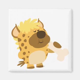 Caricature mignonne Hyena écraser un aimant d'os