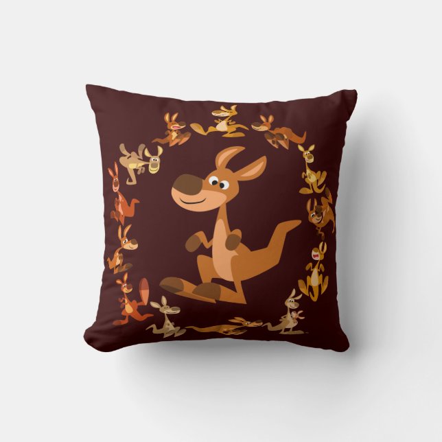 Caricature mignonne Kangaroos Mandala Coussin (Recto)