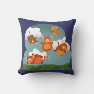 Caricature mignonne Levant Coussin des vaches des