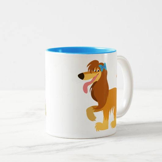 Caricature mignonne prêt Afghan Hound Mug (Devant droit)