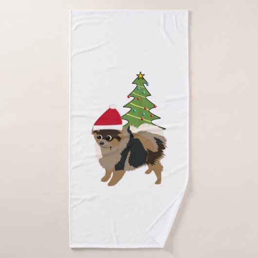 Caricature mignonne Sable Pomeranian dans un chape (Serviette de bain)