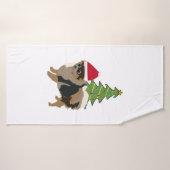 Caricature mignonne Sable Pomeranian dans un chape (Serviette de bain)