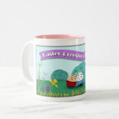Caricature mignonne Salutations de Pâques Mug (Devant gauche)
