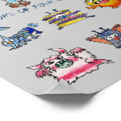 Caricature MonSTARS Blue Grey Poster personnalisé (Coin)