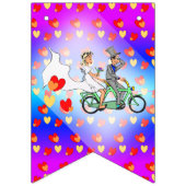 Caricature Motif Coeurs Juste Marié Bannière Bunti (Deuxième drapeau)