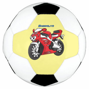 Caricature moto de sport rouge mou