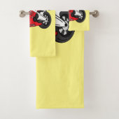 Caricature moto de sport rouge mou (En situation)