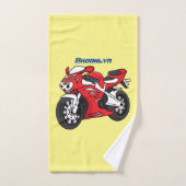 Caricature moto de sport rouge mou (Serviette à main)
