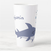 Caricature Nager le requin avec le nom Latte Mug (Devant)