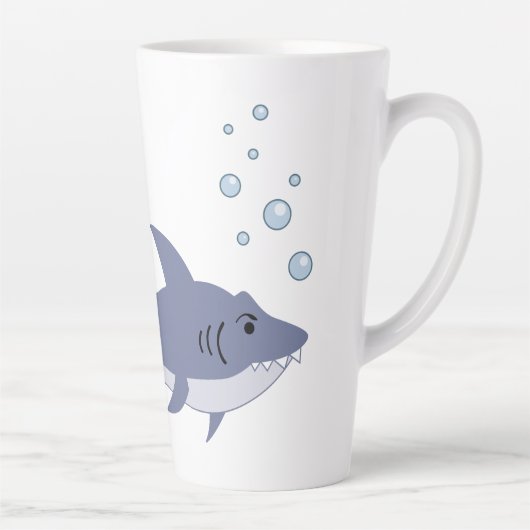 Caricature Nager le requin avec le nom Latte Mug (Droite)