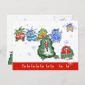 Caricature Noël Kiwi Birds Funny Carte postale (Devant / Derrière)
