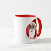 Caricature noir du Père Noël souriant Mug (Devant droit)