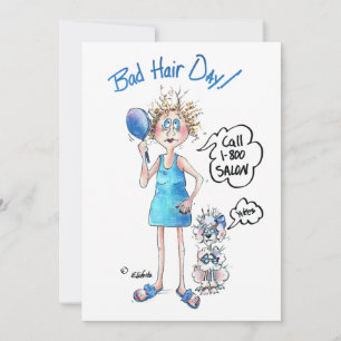 Caricature of Lady with Bad Hair and Funny Saying Feestdagenkaart