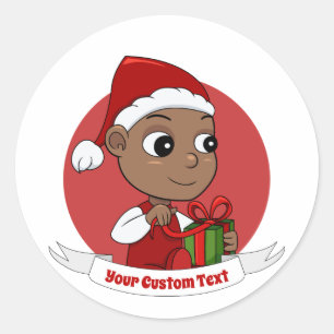 Caricature pour bébé Noël classique Sticker rond