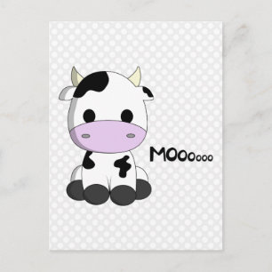 Caricature pour bébé vache douce kawaii carte post