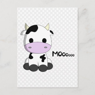 Caricature pour bébé vache douce kawaii carte post