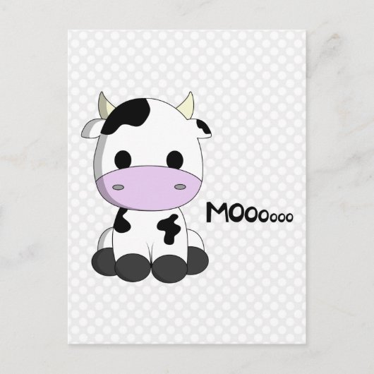Caricature pour bébé vache douce kawaii carte post (Devant)