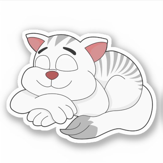 Caricature pour chat blanc - sticker vinyle (Devant)
