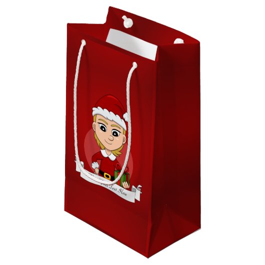 Caricature pour fille de Noël petit sac cadeau (Devant Angle)