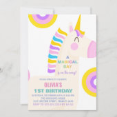 Caricature Rainbow Unicorn Invitations d'anniversa (Devant)