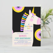 Caricature Rainbow Unicorn Invitations d'anniversa (Debout devant)