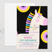 Caricature Rainbow Unicorn Invitations d'anniversa (Devant / Derrière)