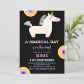 Caricature Rainbow Unicorn Invitations d'anniversa (Debout devant)