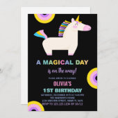 Caricature Rainbow Unicorn Invitations d'anniversa (Devant / Derrière)