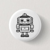 Caricature robot rétro mignon illustration Badge (Devant)