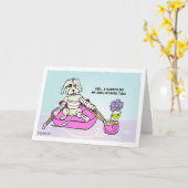 Caricature Stunt Dog Carte personnalisée Get Well  (Fleur jaune)