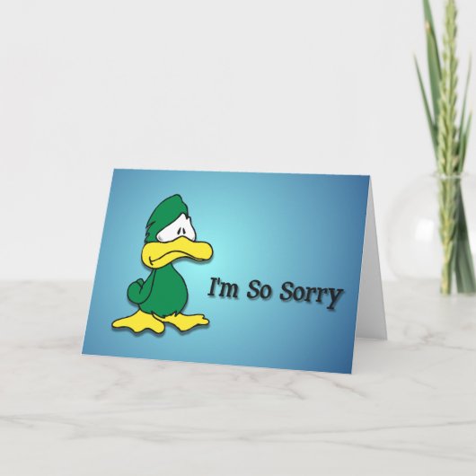 Caricature triste Duck-Je suis Désolé Carte (Devant)