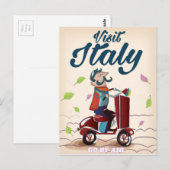 Caricature vintage Italie carte postale de voyage. (Devant / Derrière)