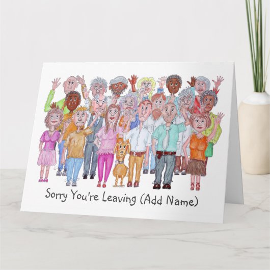 Caricaturen van een zad-volk die afscheid nemen va kaart (Voorkant)