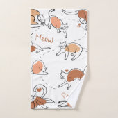 Caricatures adorables pastel motif Chats blanc bru (Serviette à main)