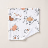 Caricatures adorables pastel motif Chats blanc bru (Gant de toilette)