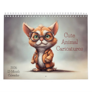 Caricatures d'animaux mignons Calendrier 2026 12 M