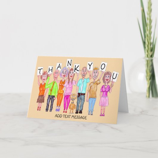 Caricatures de gens qui disent carte de remercieme (Devant)