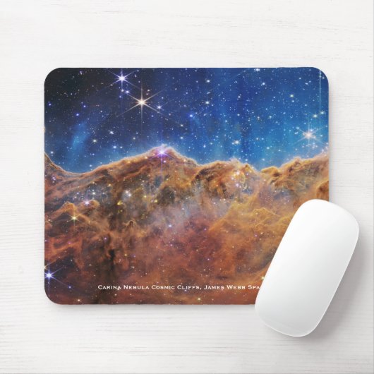 Carina Nebula Cosmic Cliffs James Webb Hi-Res Muismat (Met muis)