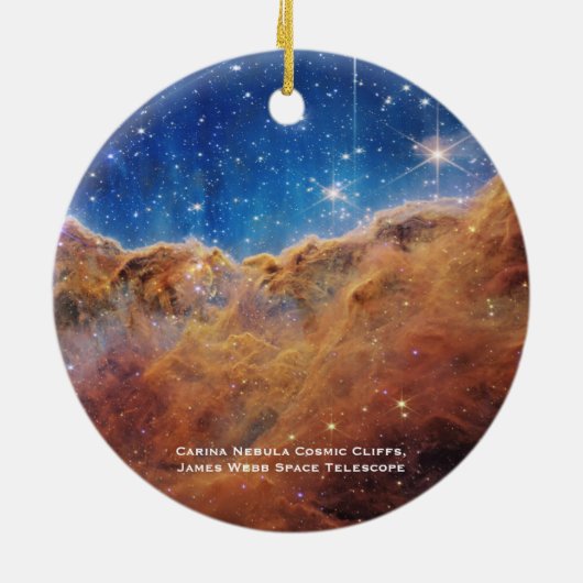 Carina Nebula Cosmic Cliffs James Webb Kerstmis Keramisch Ornament (Achterkant)