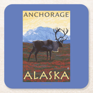 Cariou Scene - Anchorage, Alaska Vierkante Kartonnen Onderzetter