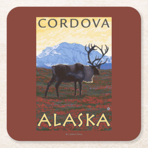Cariou Scene - Cordova, Alaska Vierkante Kartonnen Onderzetter