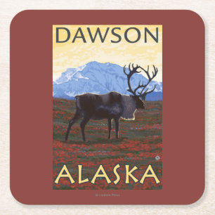 Cariou Scene - Dawson, Alaska Vierkante Kartonnen Onderzetter