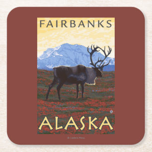Cariou Scene - Fairbanks, Alaska Vierkante Kartonnen Onderzetter