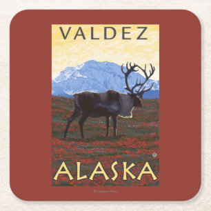 Cariou Scene - Valdez, Alaska Vierkante Kartonnen Onderzetter