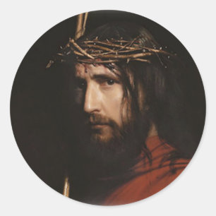 Carl Heinrich Bloch - Christus (Detail) Ronde Sticker