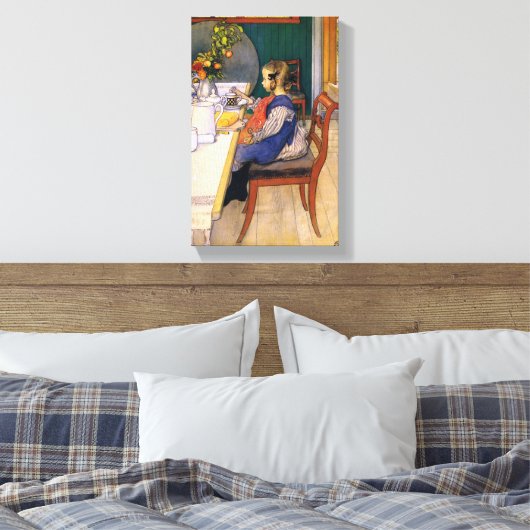 Carl Larsson A Late Riser's Miserable Breakfast Canvas Afdruk (Insitu (Slaapkamer))