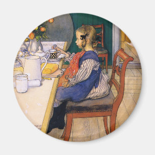 Carl Larsson A Late Riser's Miserable Breakfast Magneet
