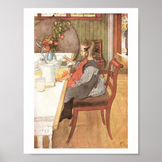Carl Larsson A Late Riser's Miserable Breakfast Poster (Voorkant)